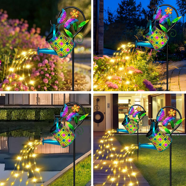 Solar Garden Lights Outdoor Decor, Butterfly Watering Can Shepherd Hook5