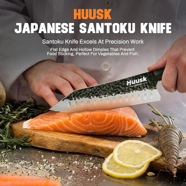 Knives from Japan Santoku Knife - Hand Forged Chef Knife for Meat Cutting - Ideal Kitchen Knife Made from a Single Piece of High Carbon Steel Christmas Gift for Men and Women2