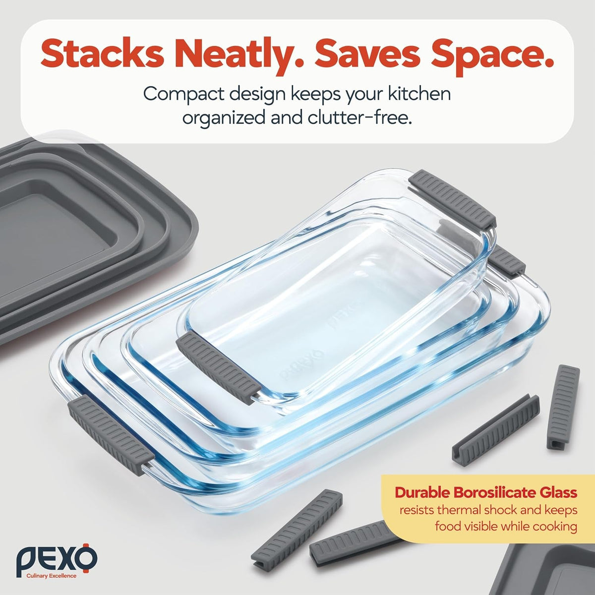 8-piece-glass-baking-dish-set-with-plastic-lids-with-silicone-handles-for-easy-grip-1-06qt-1-69qt-2-32qt-3-17qt-clear-glass-casserole-dishes-for-oven-airtight-lids-glass-bakeware-freezer-oven-and-dishwasher-safe-gray
