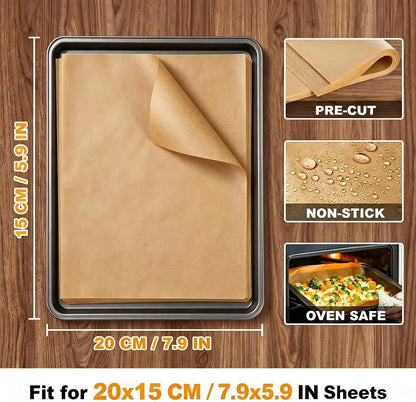 50Pcs Baking Paper Sheets Non-Stick Pre-Cut Parchment for Kitchen Ovens | Pre-Cut Silicone Parchment Paper Sheets Cover Oven Trays Non-Stick for Home Bakers and Quick Weeknight Dinner Cooks.7