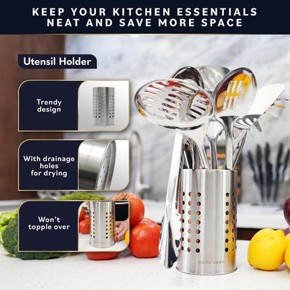 10-Piece Stainless Steel Kitchen Utensil Set with Wooden Handle6