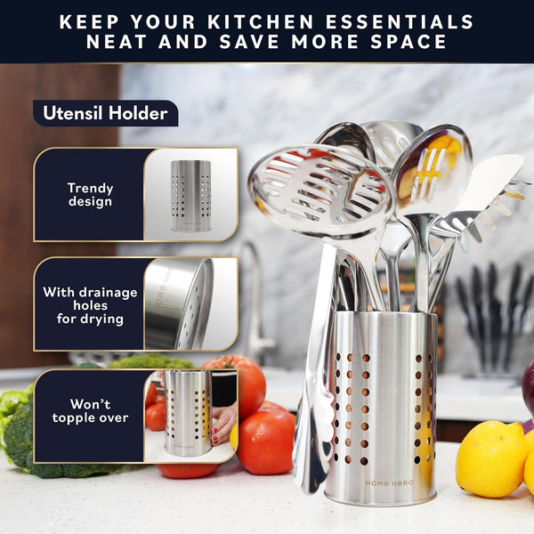 10-Piece Stainless Steel Kitchen Utensil Set with Wooden Handle6