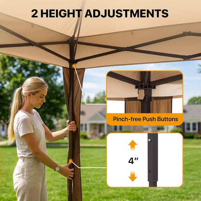 11X11 Pop up Gazebo with Mesh Netting, Instant Outdoor Canopy Tent, Water Resistant Shelter with UPF 50+ UV Protection, 121 Sq Ft Coverage, Beige7