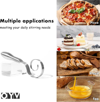 Seamless Dough Whisk, 18/10 Stainless Steel, 9-Inch Danish Dough Whisk | Bread Whisk for Sourdough, Cookies, Pizza and Pastry, Ergonomic Grip, Dishwasher Safe, Easy to Clean8