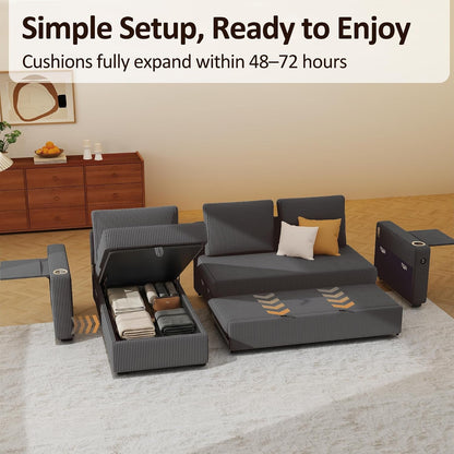 80" Sectional Sleeper Sofa Bed Pull Out Couches for Living Room11