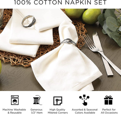French Stripe Tabletop Collection Farmhouse Style Dining Table Linen Napkin Set, 20X20, Blue Chambray, 6 Piece9