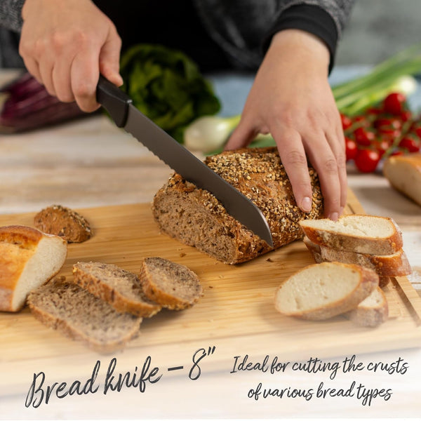 ICED Knife Set 3 Piece, Ice Hardened German Stainless Steel, Razor Sharp Titanium Coated Blades, Chef Bread and Prep Knives, Everyday Kitchen Knife Set7