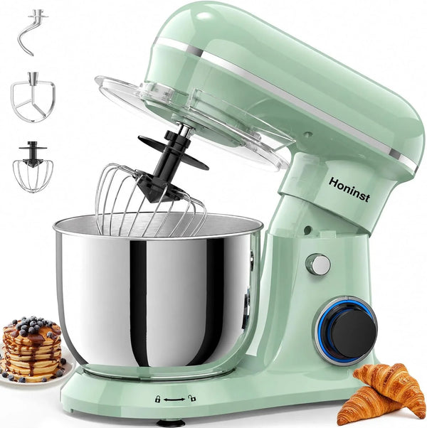 4QT Electric Stand Mixer, 10-Speed Tilt-Head Compact Kitchen Mixer | Multiple Stylish Colors | Food Mixer with Dough Hook & Beater & Whisk | for Cake & Bread | Dishwasher-Safe | Light Green1