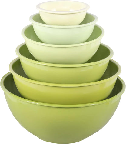 Melamine Mixing Bowls with Lids - 12 Piece Nesting Bowls Set 6 Bowls and 6 Lids, Mixing Bowl Set (Green Ombre)1