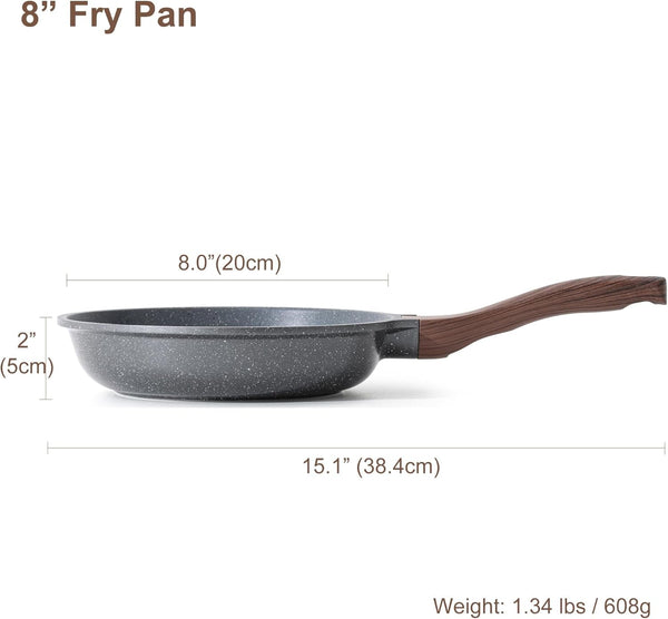 Nonstick Frying Pan Skillet, Swiss Granite Coating Omelette Pan, Healthy Stone Cookware Chef'S Pan, PFOA Free (8/9.5/10/11/12.5 Inch) (8 Inch)7