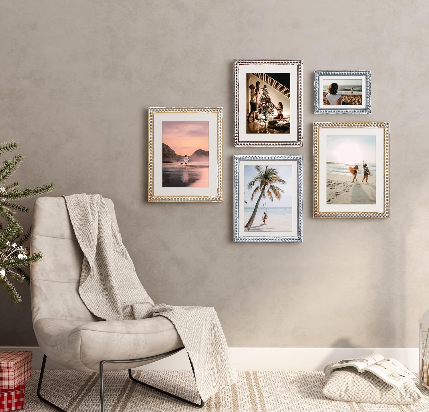 8x10-rustic-picture-frame-with-mat-for-5x7-6x8-farmhouse-boho-deco-distressed-beaded-wooden-real-glass-vertical-or-horizontal-display-photo-gallery-wall-tabletop-frame-natural