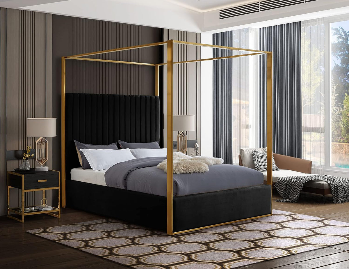 meridian-furniture-jonesblack-q-jones-collection-modern-contemporary-upholstered-queen-bed-black-velvet-channel-tufting-brushed-brass-frame-66-5-w-x-86-5-d-x-79-h-black-queen