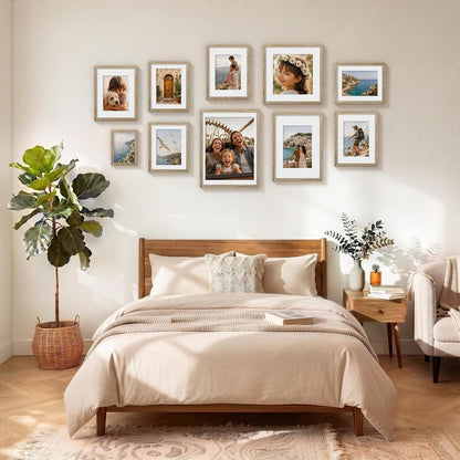 5X7 Picture Frames Set of 10 for Wall & Tabletop, Light Wood6