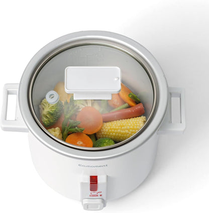 Small Rice Cooker White 1.5 Quart Mini Non-Stick Coated Insert Food Steamer and Dishwasher-Safe Glass Lid and Pot, White8