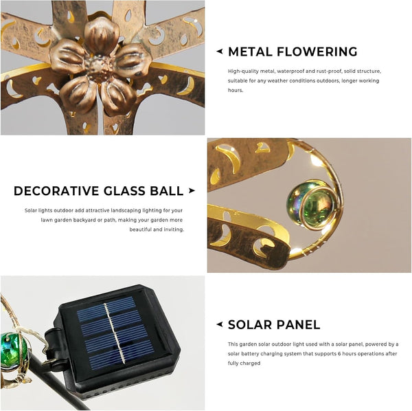 Leds Solar Stake Lights for Garden Metal Warm White, Memorial Gift - Perfect as Remembrance & Sympathy Gifts (Angel-Bronze) (Cross)6