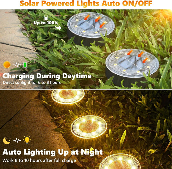 16 Pack 2.9Inch Solar Ground Lights Outdoor, Warm White7