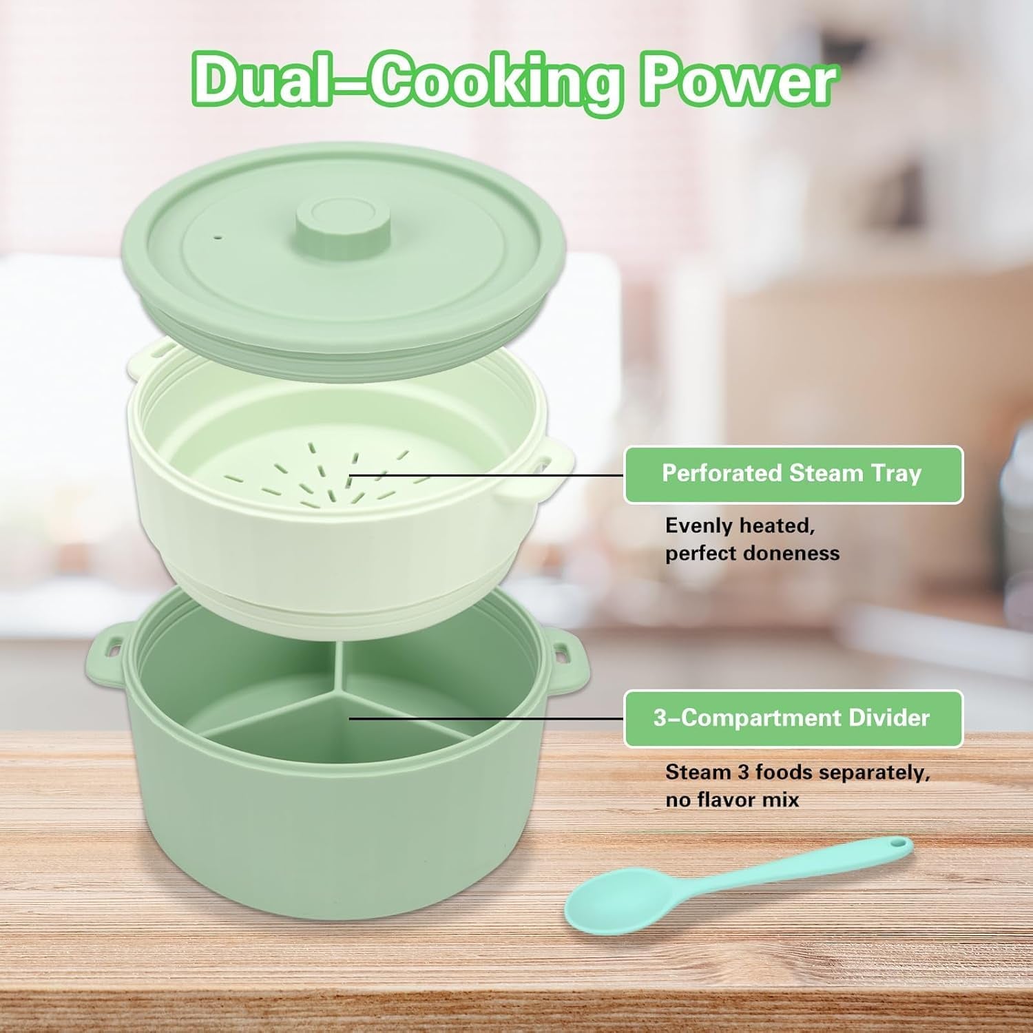 microwave-rice-cooker-2-layer-microwave-pasta-cooker-and-steamer-for-rice-vegetables-quinoa-oatmeal-ramen-silicone-non-stick-green