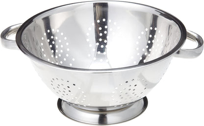 Heavy Duty Stainless Steel Colander 5 Qt | Easy Grip Handles | Self-Draining Base | Mirror Polished | Dishwasher Safe | Pack of 11