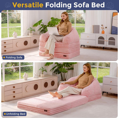 Folding Sofa Bed Chair, Sleeper Chair for Adults, Faux Fur, Single4