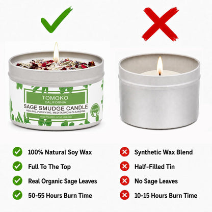 White Sage Candle, Sage Leaf, Rose, Lavender, Himalayan Salt & Essential Oil6