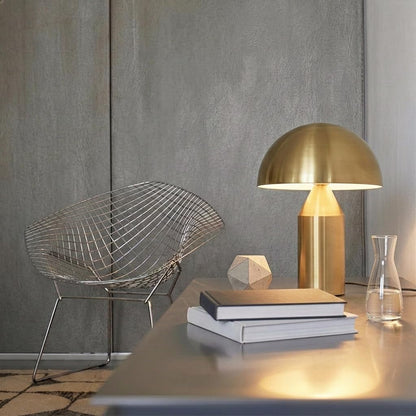 Venus Mushroom Table Lamp - Modern Lamp for Living Room, Bedroom Side/End Table - Dimmable, Unique Side Table LED Lamp Shade for Office, Reading - Brass/Gold, 14" Tall4
