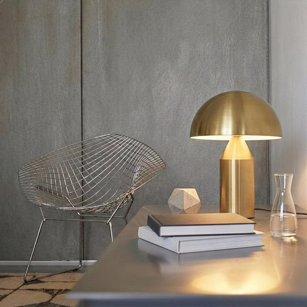 Venus Mushroom Table Lamp - Modern Lamp for Living Room, Bedroom Side/End Table - Dimmable, Unique Side Table LED Lamp Shade for Office, Reading - Brass/Gold, 14" Tall4