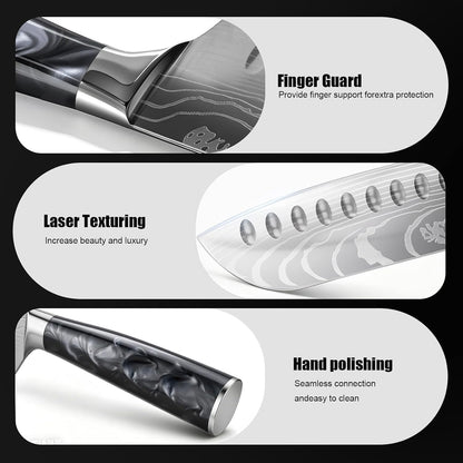 7 Inch Santoku Knife, Pretty Design, High‑Carbon Steel, Resin Handle4