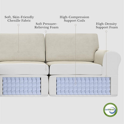 Sectional Boneless Couch, U Shaped Sofa for Living Room, Beige3