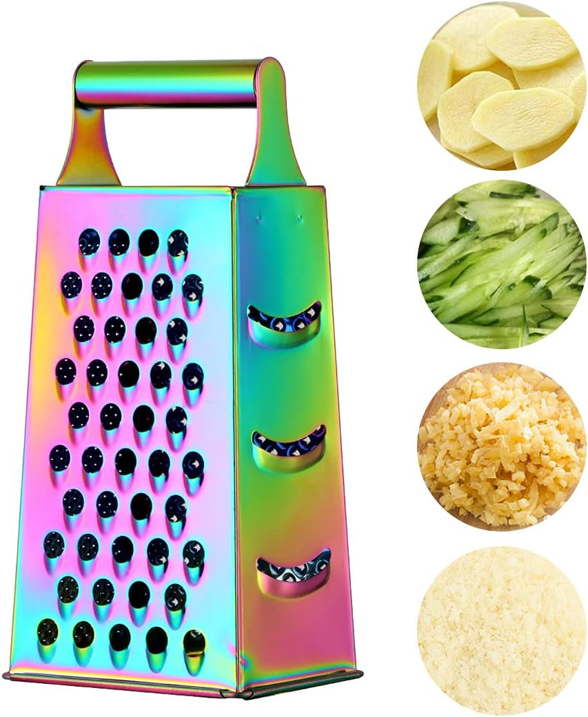 4-sides-box-grater-for-kitchen-stainless-steel-cheese-grater-with-handle-multi-function-vegetable-slicer-food-shredder-for-chees-ginger-vegetables-rainbow