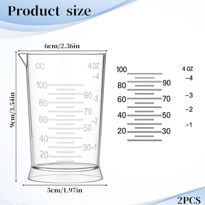 4 Oz Hair Dye Measuring Cups, 2 PCS Plastic Graduated Cup Easy to Read Color Beaker Clear Graduated Mixing Jugs, Plastic Liquid Beaker with Graduate Scale for Salon Use Home DIY Dyeing Tools Kitchen2