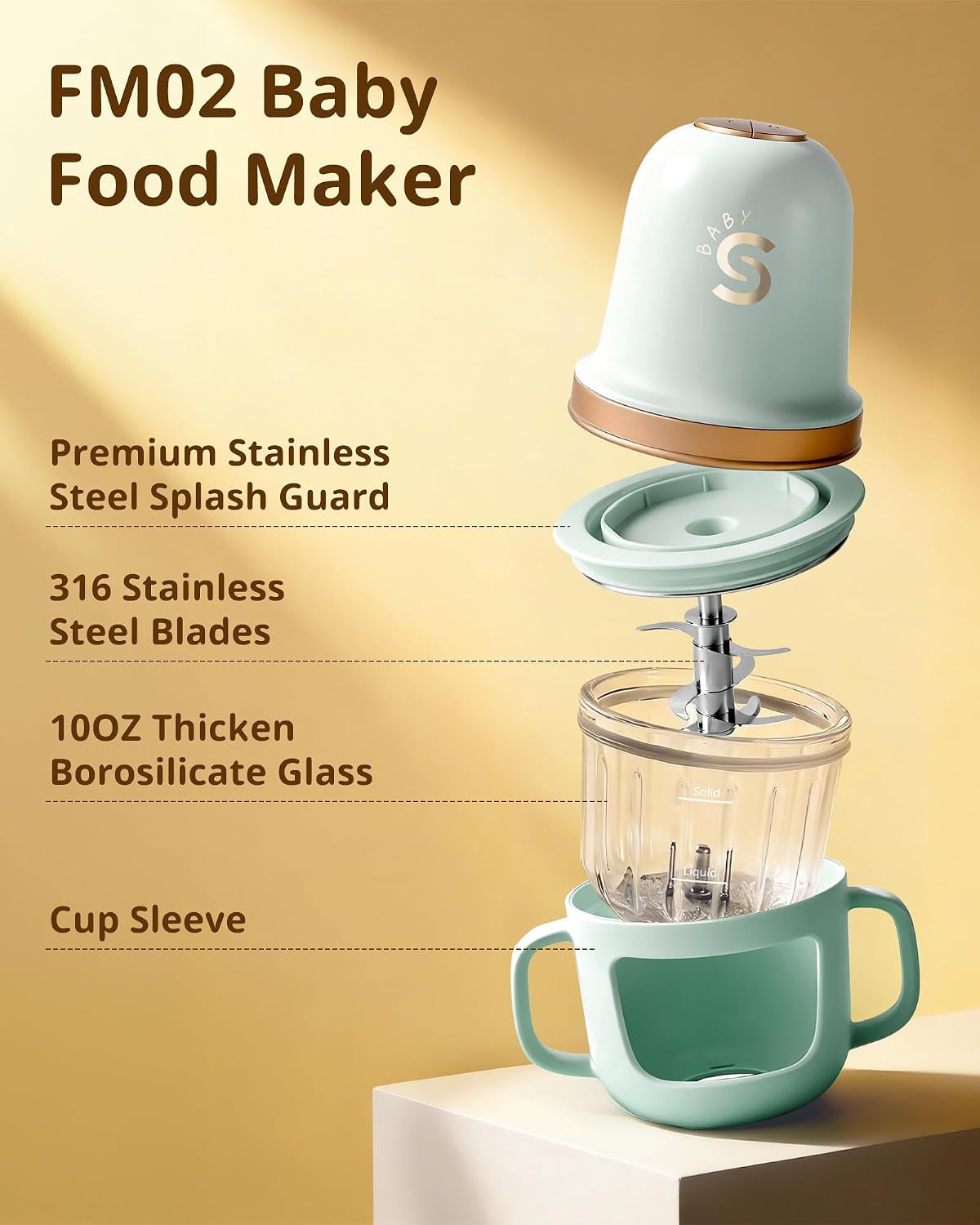 baby-baby-food-maker-10oz-glass-puree-blende-with-cup-sleeve-green-mini-food-processor-316l-stainless-steel-blades-2-speed-control-bpa-free-baby-food-grinder-for-fruit-vegetable-meat