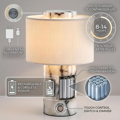 Small Marble Lamp, Rechargeable Cordless Stone Touch Table Lamp3