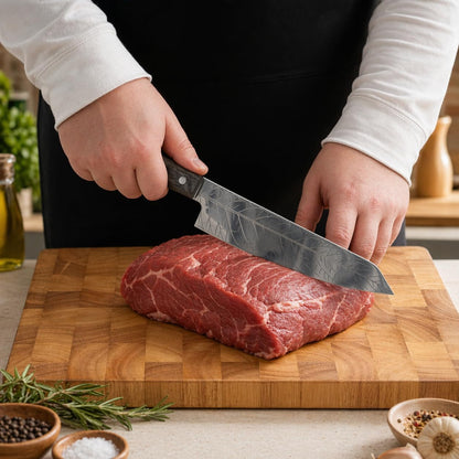 8-Inch Leaf‑Etched Chef Knife –ALLWIN HOUSEWARE Deep Electro‑Etched Leaf Pattern with 3D Air‑Pocket Design, Premium Stainless Steel Blade & Ergonomic Wood Handle for Kitchen Cooking Gift Grey7