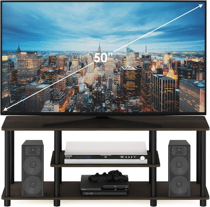 Turn-N-Tube No Tools 3D 3-Tier Entertainment TV Stand up to 50 Inch TV, round Tubes, Dark Brown / Black | for TV up to 50 Inch, Open Frame Rectangular Entertainment Center with Storage Shelf, TV Console, for Living Room, Bedroom3