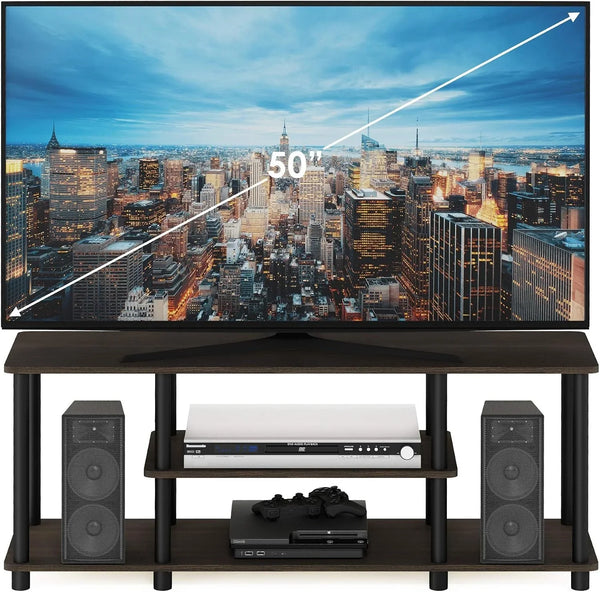 Turn-N-Tube No Tools 3D 3-Tier Entertainment TV Stand up to 50 Inch TV, round Tubes, Dark Brown / Black | for TV up to 50 Inch, Open Frame Rectangular Entertainment Center with Storage Shelf, TV Console, for Living Room, Bedroom3