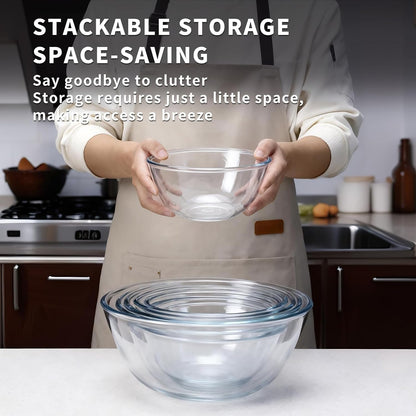 5-Piece Glass Mixing Bowl Set with Lids for Kitchen Prep & Storage4