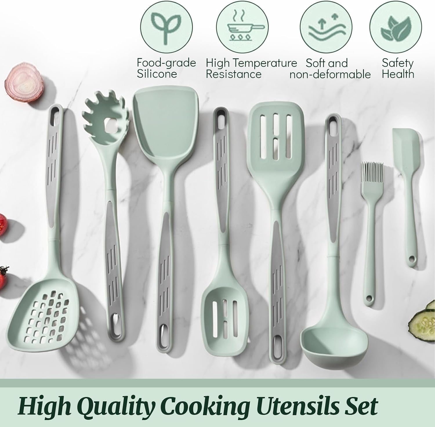 kitchen-utensils-set-and-knife-set-with-acrylic-block-17-pieces-silicone-utensils-set-for-cooking-stainless-steel-knife-set-with-built-in-sharpener-scissors-spatula-turner-green