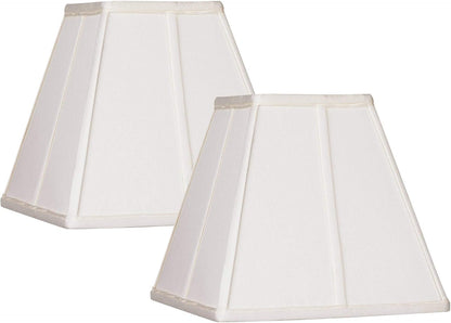Medium Ivory Classic Square Shades 5.25X10X9 (Spider) Set of 2 | 5.25" Top X 10" Bottom X 9" High Replacement for Table Lamps Shade Pre-Assembled Harp + Finial1