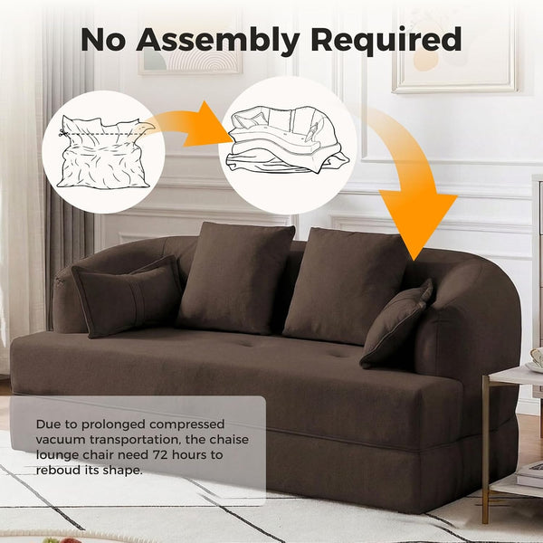 70" Convertible Sofa Bed, Chenille Boneless Comfortable Sleeper Futon7