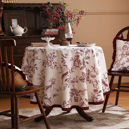 Designer French Linen round Tablecloth,Diameter 55"-Harmony6
