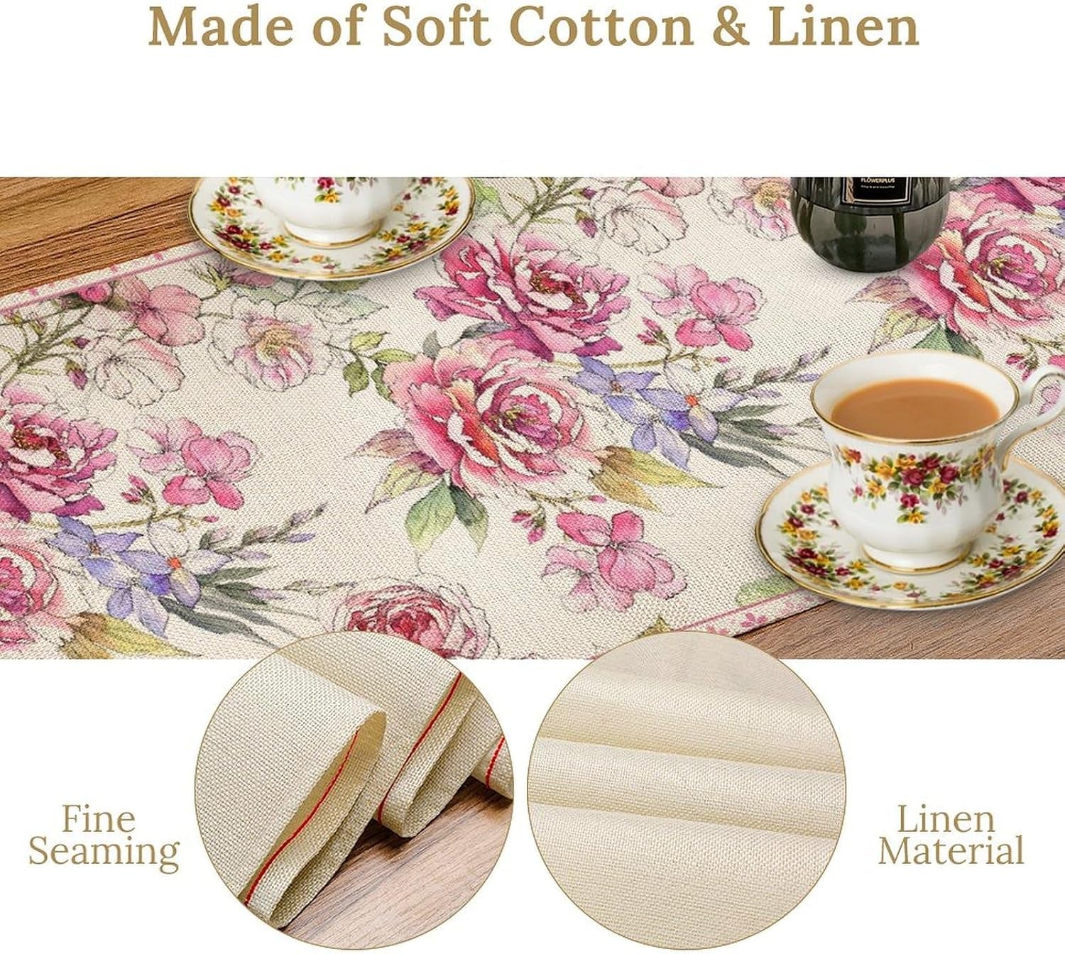 pink-flower-linen-table-runner-seasonal-spring-tabletop-collection-table-runner-for-kitchen-dining-banquet-restaurant-outdoor-use-home-party-13x36in