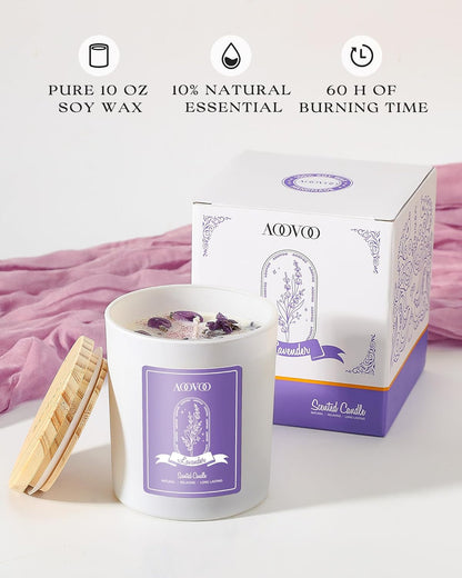 Lavender Scented Candles for Women - Aromatherapy Candle with Crystals Inside, 10Oz Soy Candles for Home Scented, Birthday Gifts Mothers Day Candle for Women Mom2