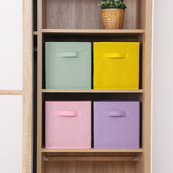 13X13X13 Inch Fabric Storage Bins 6 Pack Fun Colored Durable Storage Cubes with Handles Foldable Cube Baskets for Home, Kids Room, Closet and Toys Organization Multi Colors6