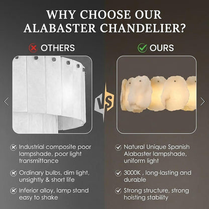 Alabaster Chandelier, 58 Inch Modern Rectangular Chandelier for Dining Room, Dimmable Linear Chandeliers for Kitchen Island, Natural Spanish Marble Stone Chandeliers for Dining Table, Living Room16