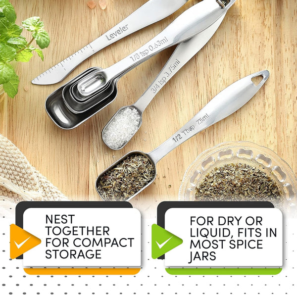Stainless Steel Measuring Spoons Set of 8 with Leveler3