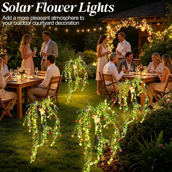Solar Garden Lights Outdoor Waterproof, 4 Pack Solar Flower Lights Outdoor with Multicolor Eucalyptus Flowers & 2 Lighting Modes, Decorative Solar Lights Outdoor for Yard Patio Lawn Decor, Gifts5