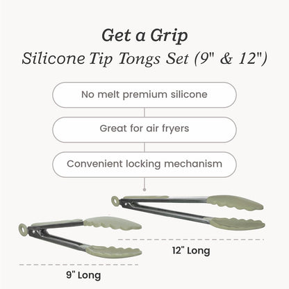 Starpack Get a Grip Silicone Kitchen Tongs (2-Pack, 9" + 12") - LFGB Non Toxic, 600°F Heat Resistant, Bpa-Free - Heavy-Duty Stainless Steel, Locking - Dishwasher Safe for Nonstick Cookware4