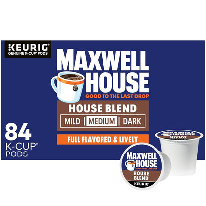 K-Cup® Coffee Pods, 84 Ct Box, House Blend Medium Roast | Full-Flavored & Lively Medium Roast Coffee Pods, Smooth & Delicious, Rich Aroma, Compatible with All Keurig Brewers1