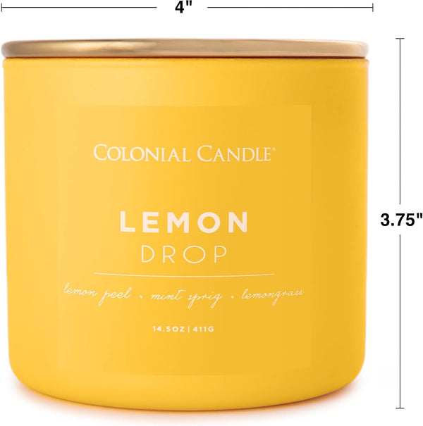 Lemon Drop Scented Jar Candle, Pop of Color Collection, 3 Wick, 14.5 Oz - up to 60 Hours Burn4