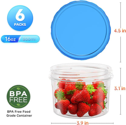 Freezer Storage Containers, [6 Pack-16 Oz] Airtight Plastic2